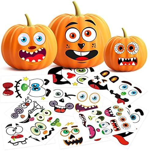 BainGsek 26 Pack Halloween Pumpkin decoration Stickers, 56 Fun and Classic Pumpkin Face Stickers,... | Amazon (US)