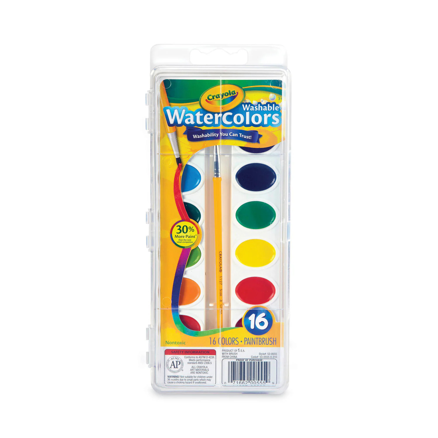Crayola Washable Watercolors 16 Assorted Colors Palette Tray | ESNCYO530555 | Lowe's