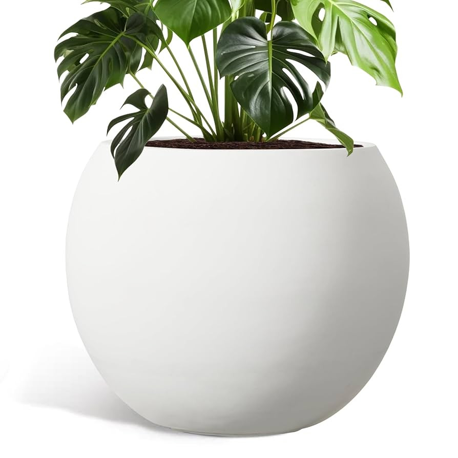 Large Round Planter with Drainage Hole, 13.7''H × 17.7''D Sphere Planter Indoor Plant Flower Pot... | Amazon (US)