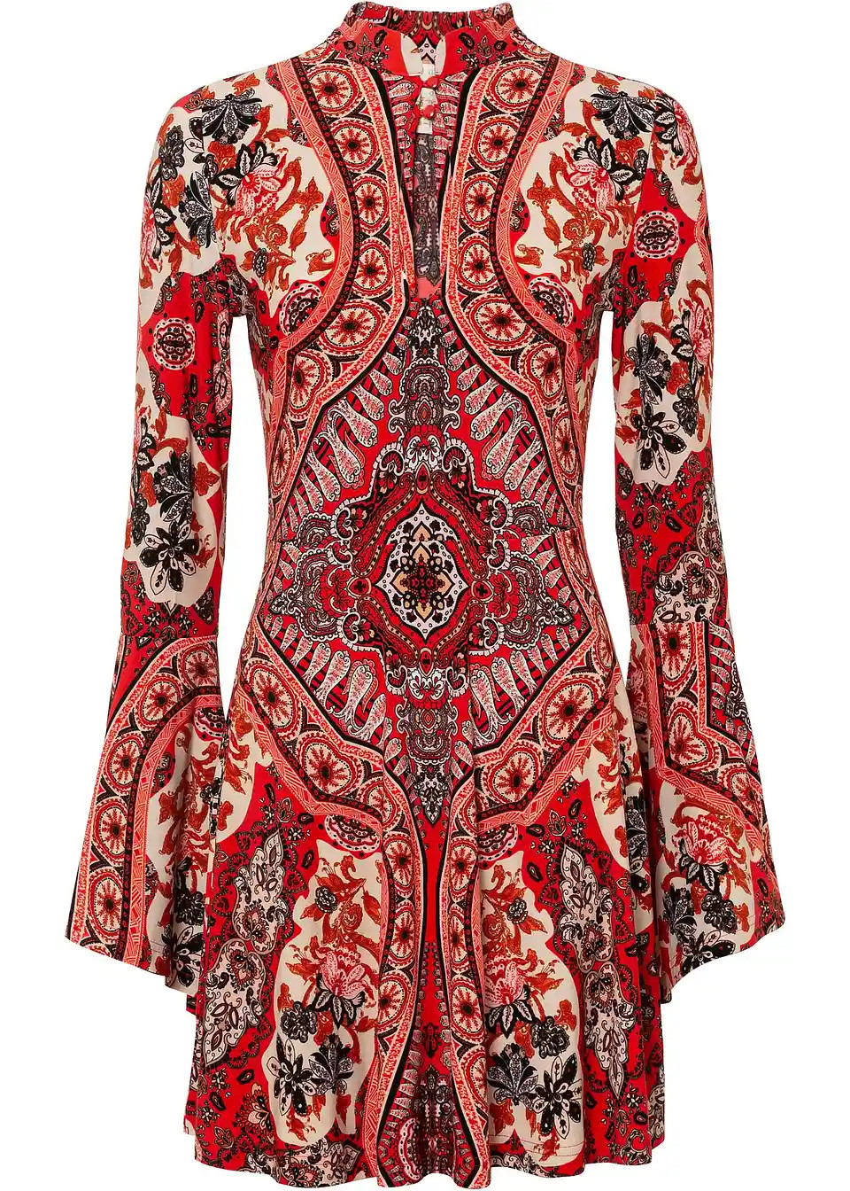 Jerseykleid mit Stehkragen und Volant-Ärmel | Bonprix DE