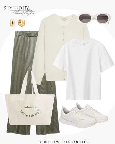 Weekend outfits, weekend outfit ideas, chic style, t shirt, trainers, canvas tote, plisse trousers, sunglasses, cardigan

#LTKeurope #LTKstyletip #LTKSeasonal