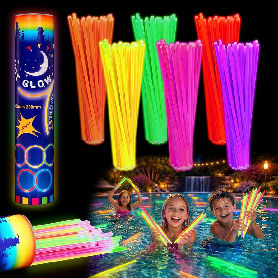 BobbleT 500 Pack Pool Glow Sticks, Waterproof Ultra Bright Glow Sticks with Connectors, Long Last... | Amazon (US)