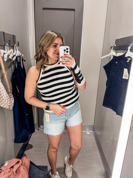 Target new arrivals! Target spring size 8 try on. Midsize target finds. Striped sweater tank tts. The best denim shorts 20% off. Only $20. In a size 8 short. Size down if in between. 

#LTKfindsunder50 #LTKmidsize #LTKsalealert