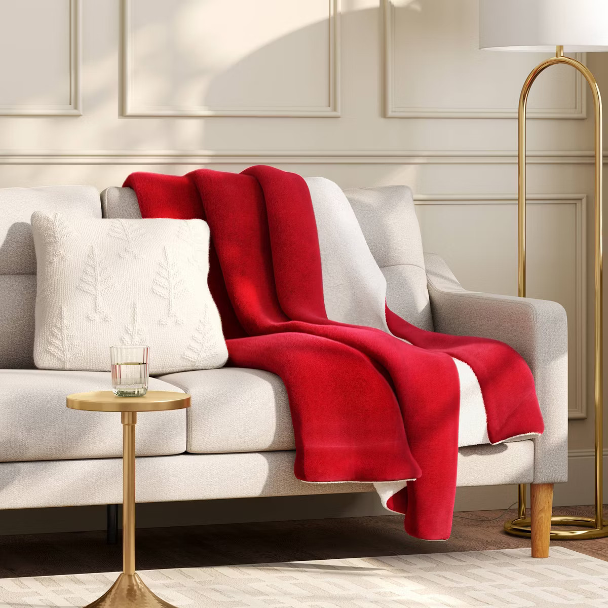 Solid Plush Throw Blanket with Faux Shearling Reverse - Threshold™ | Target