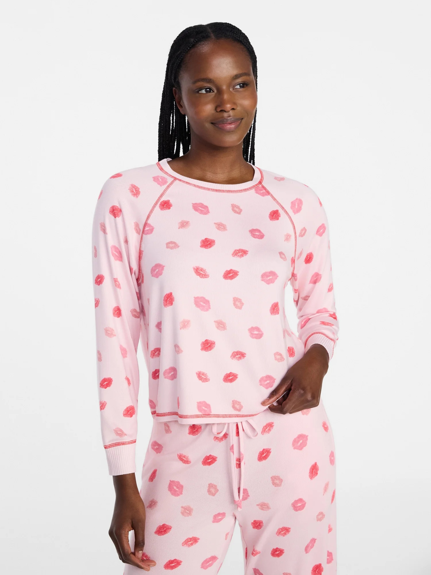 Joyspun Women's Cozy Lounge Collection Hacci Knit Long Sleeve Sleep Top, Sizes XS-3X | Walmart (US)