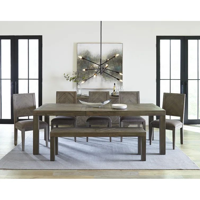 Herringbone Extendable Acacia Solid Wood Dining Table | Wayfair North America