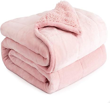 Cottonblue Weighted Blanket 20lbs 60x80 Inches, Pink ​Sherpa Blanket Throw Sofa Bedding Heavy B... | Amazon (US)