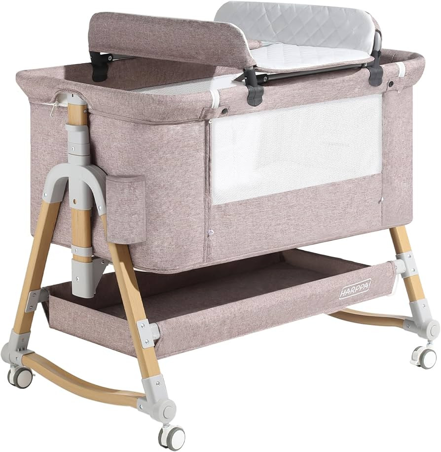 HARPPA Baby Bassinet Bedside Sleeper(Diaper Changing Station+Mosquito Net Included), Adjustable B... | Amazon (US)