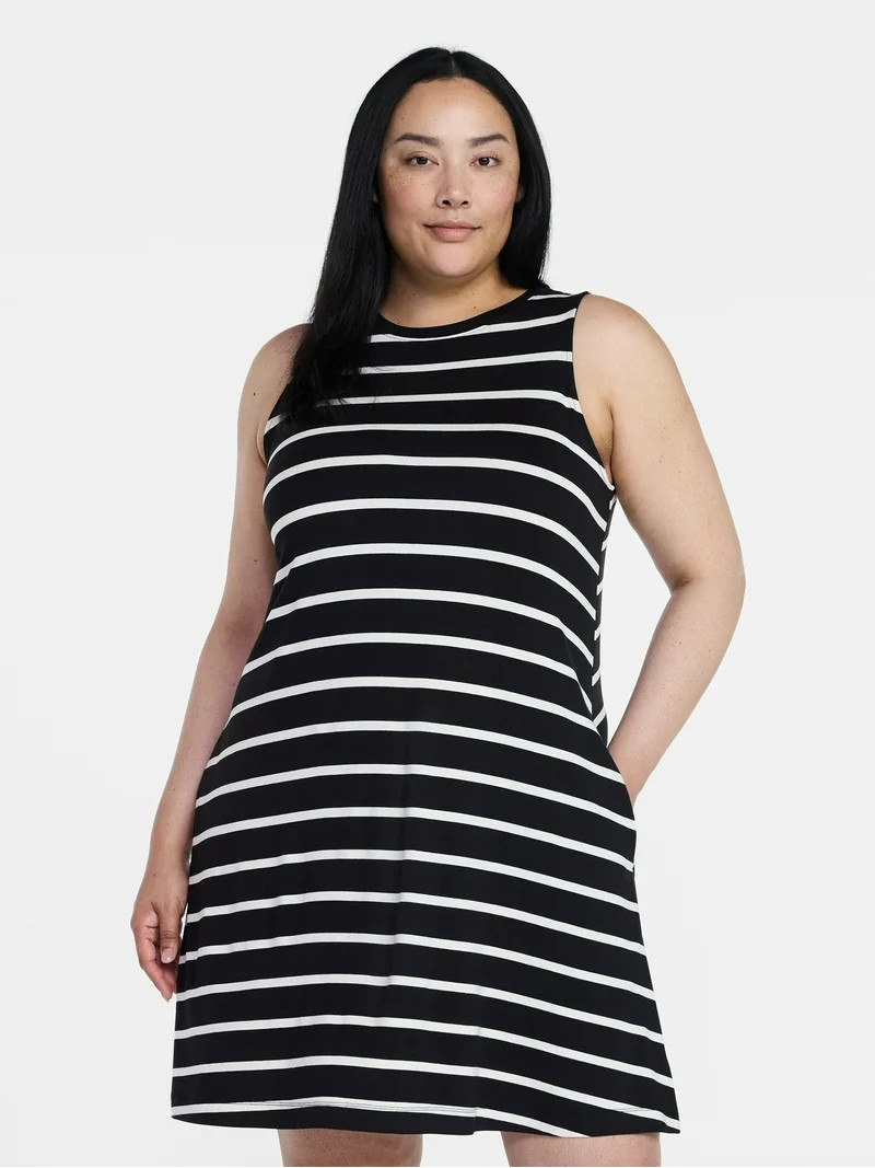 Time and Tru Women's Sleeveless Knit Swing Dress, Sizes XS-XXXL | Walmart (US)