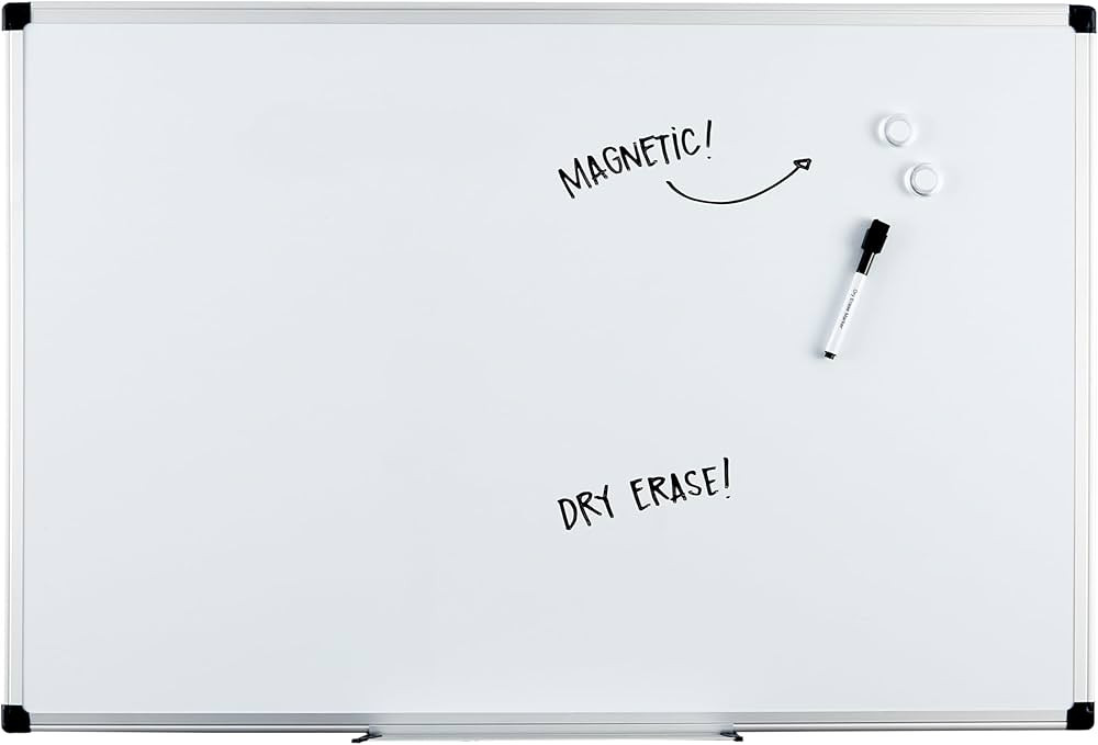 Amazon Basics Magnetic Dry Erase White Board, 36 x 24-Inch, Aluminum Frame, Silver/White | Amazon (US)