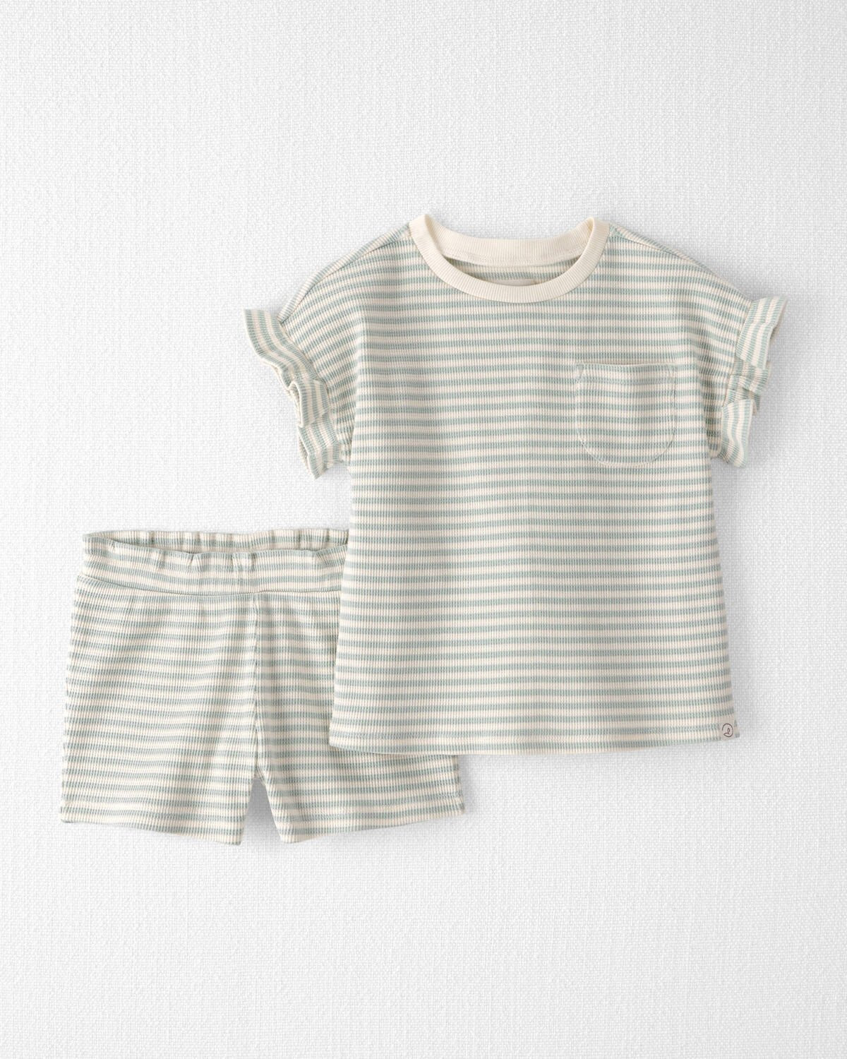 Toddler Girl 2-Piece Organic Cotton Waffle Knit Top & Short Set in Stripes - Little Planet | Cart... | Carter's Inc