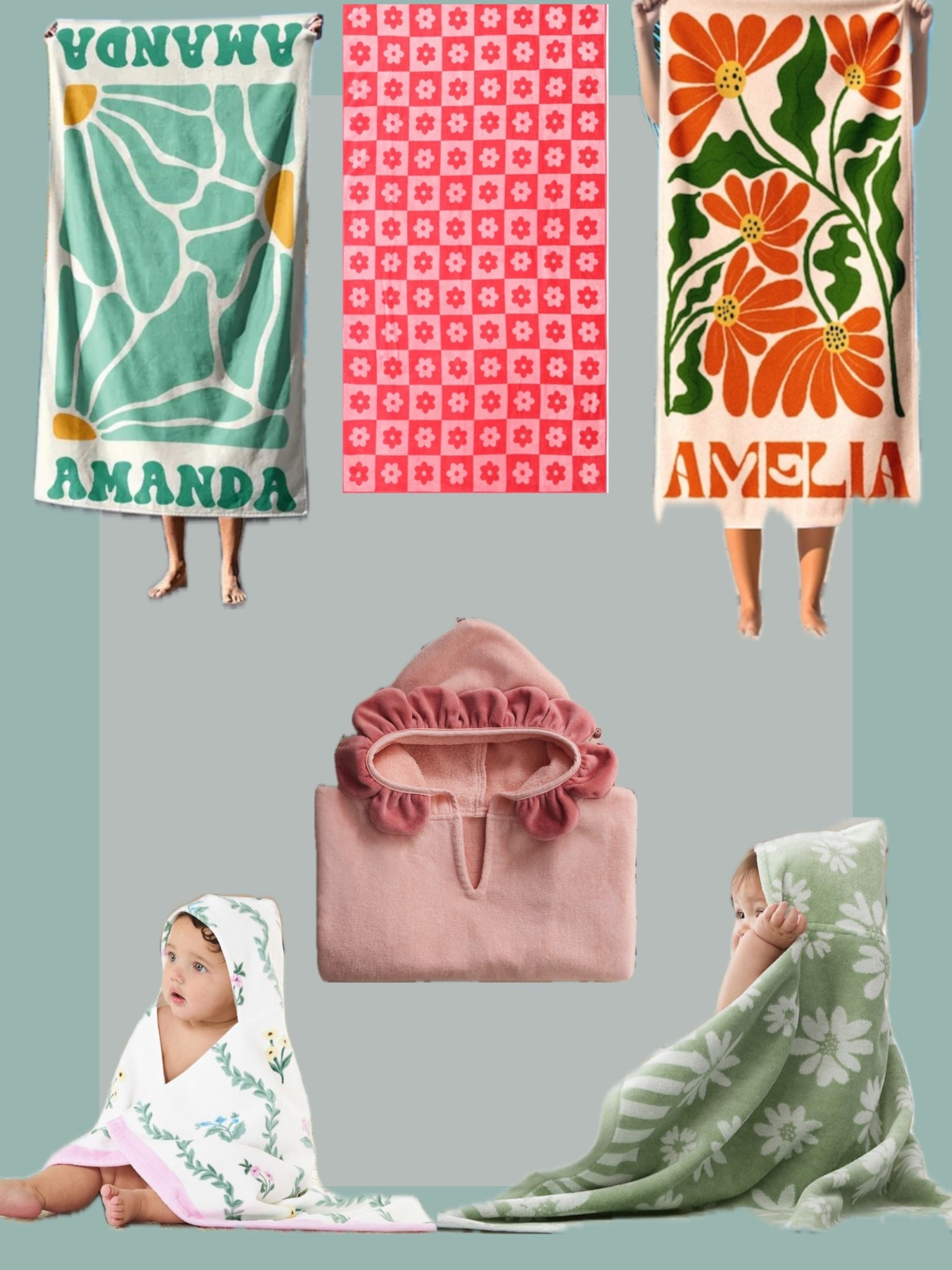 | retro floral beach towels | hooded kid pool towels | beach and pool necessities | baby towels | 

#LTKKids #LTKBaby #LTKSwim