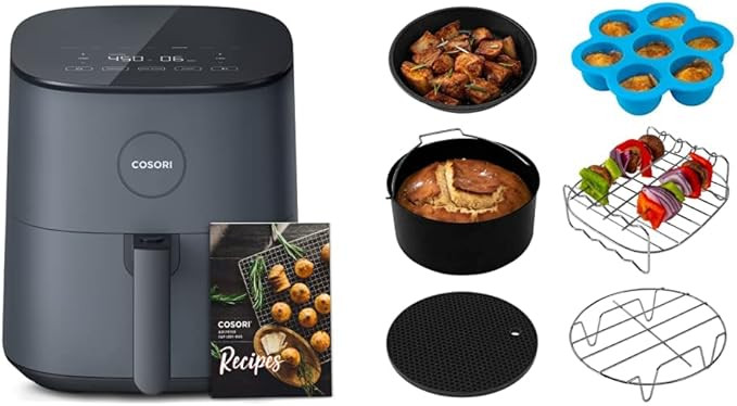 COSORI Air Fryer, 5 Quart Compact Oilless Oven, 30 Recipes, Dark Grey & Accessories, Set of 6 Fit... | Amazon (US)