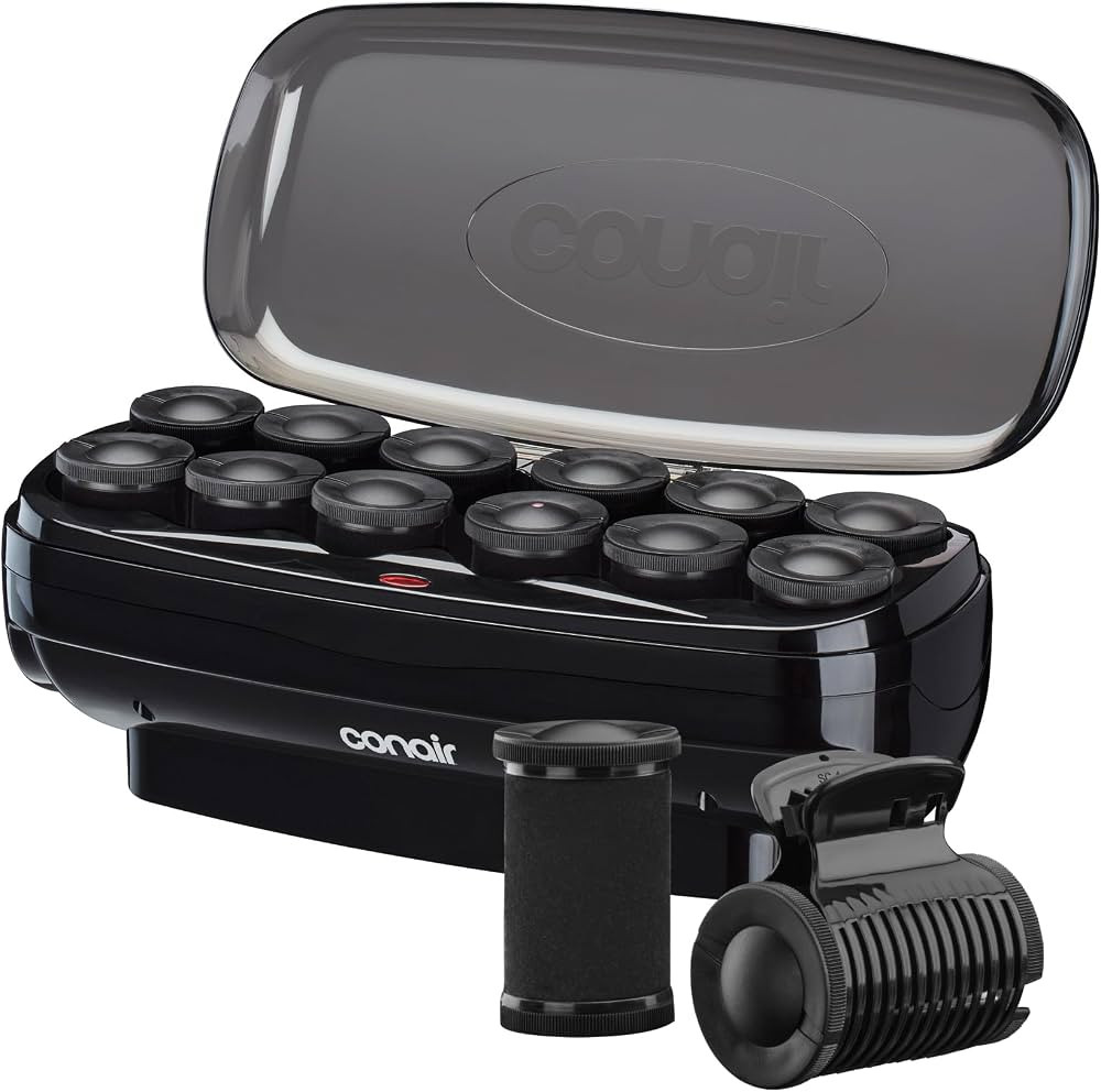 Conair Velvet Flocked Jumbo Hot Rollers Set     Velvet-Flocked 1 \u00bd-in. Jumbo Rollers with Su... | Amazon (US)