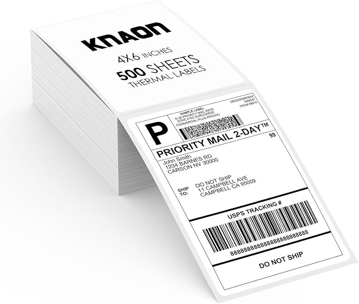 4x6 Thermal Shipping Labels - 500 Pack Fanfold, Direct Thermal Labels | Amazon (US)