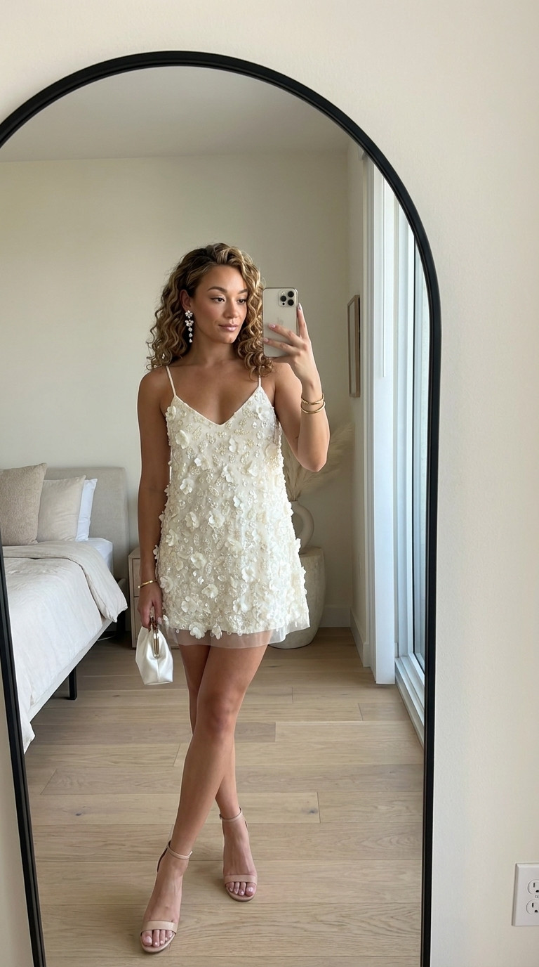 3D Floral White Mini Dress

A stunning 3D floral embellished mini dress that's perfect for engagement parties, bridal showers, rehearsal dinners, bridal brunches, courthouse weddings, and modern bridal fashion. 

 #LTKWedding