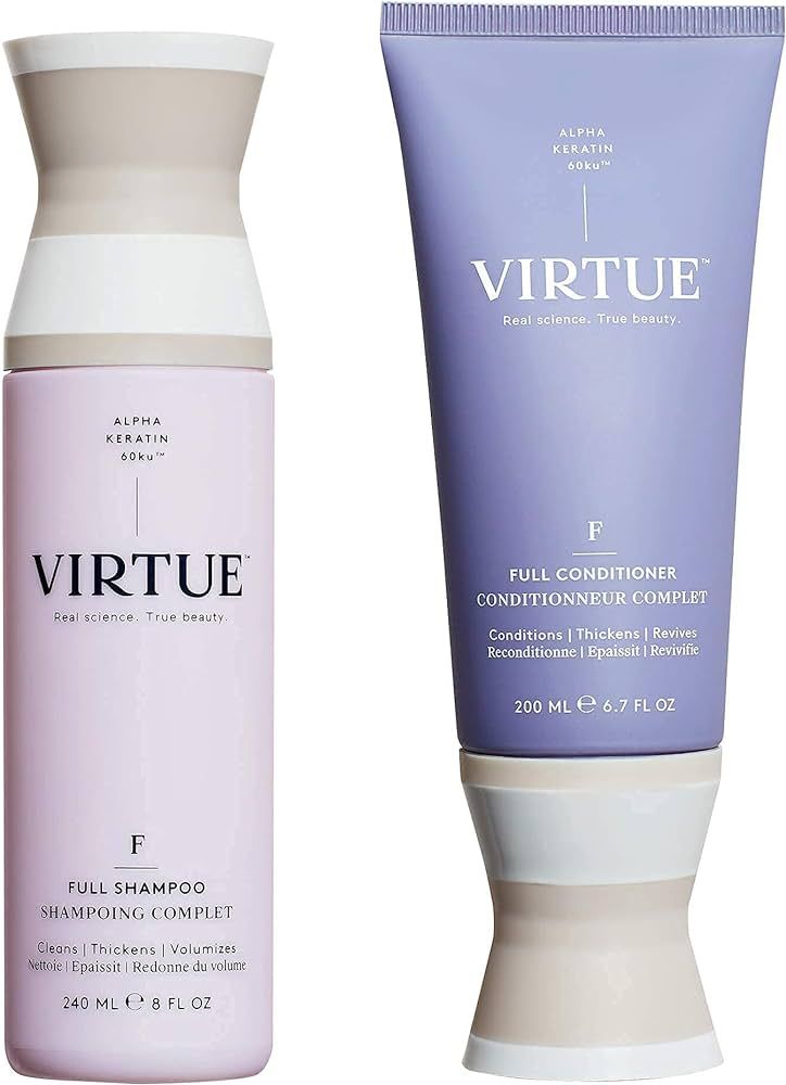 VIRTUE Full Shampoo & Conditioner Set | Alpha Keratin Thickens, Volumizes Fine or Thin Hair | Sul... | Amazon (US)
