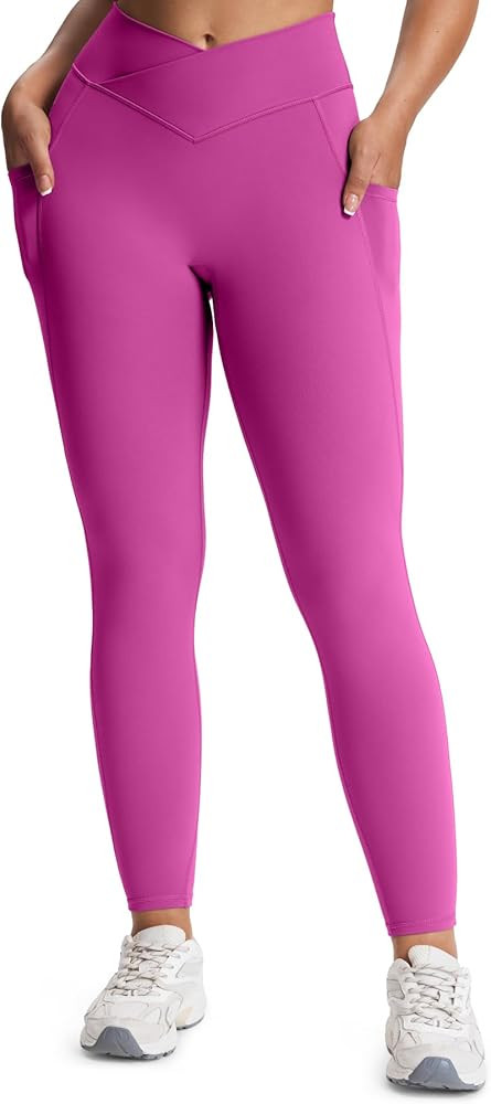 Aoxjox Trinity High Waisted Yoga Pants with Pockets for Women Tummy Control Cross-Waist Buttery S... | Amazon (US)