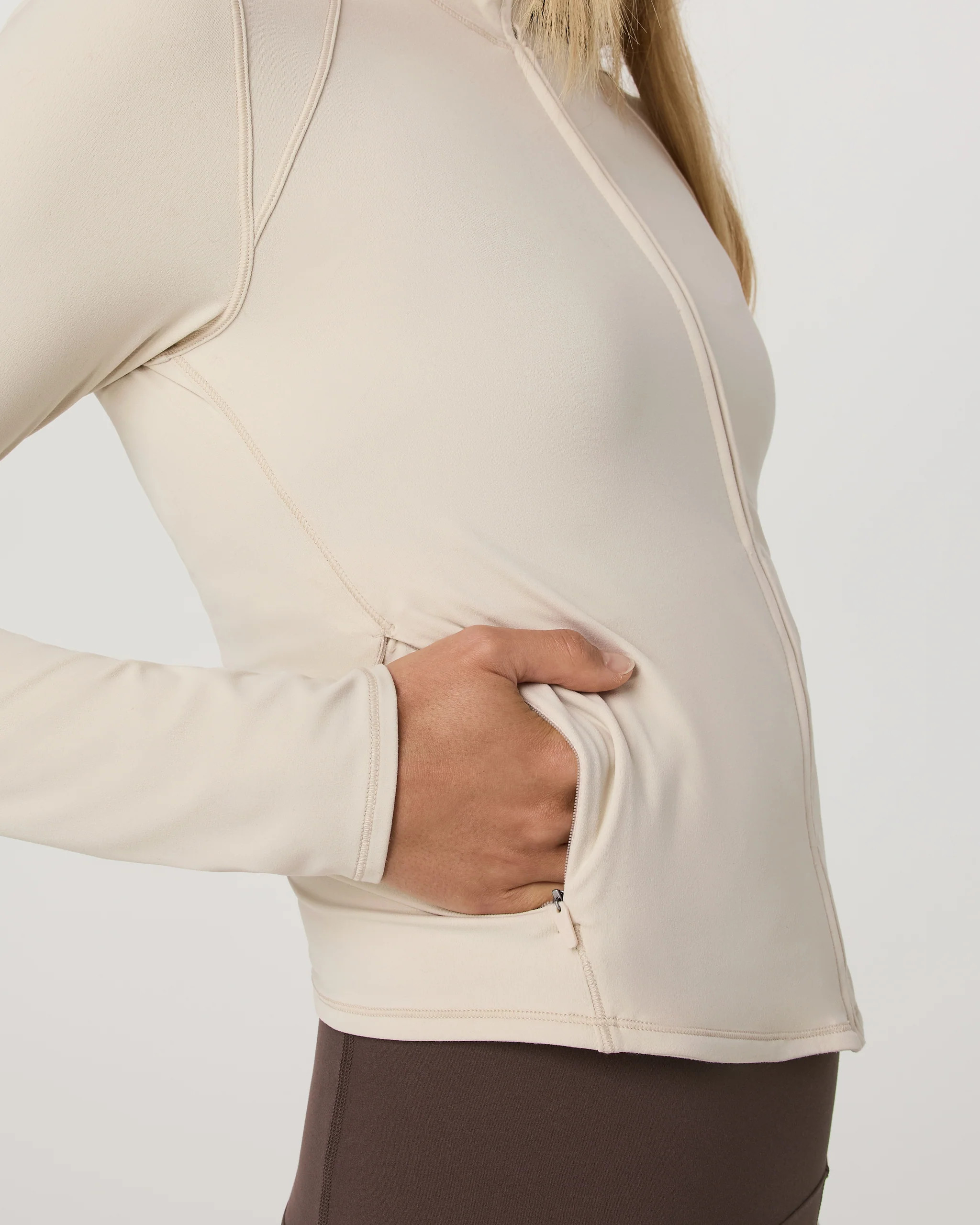 Vuori AllTheFeels™ Full Zip | Women's Bone Fitness Jacket | Vuori Clothing (US & Canada)
