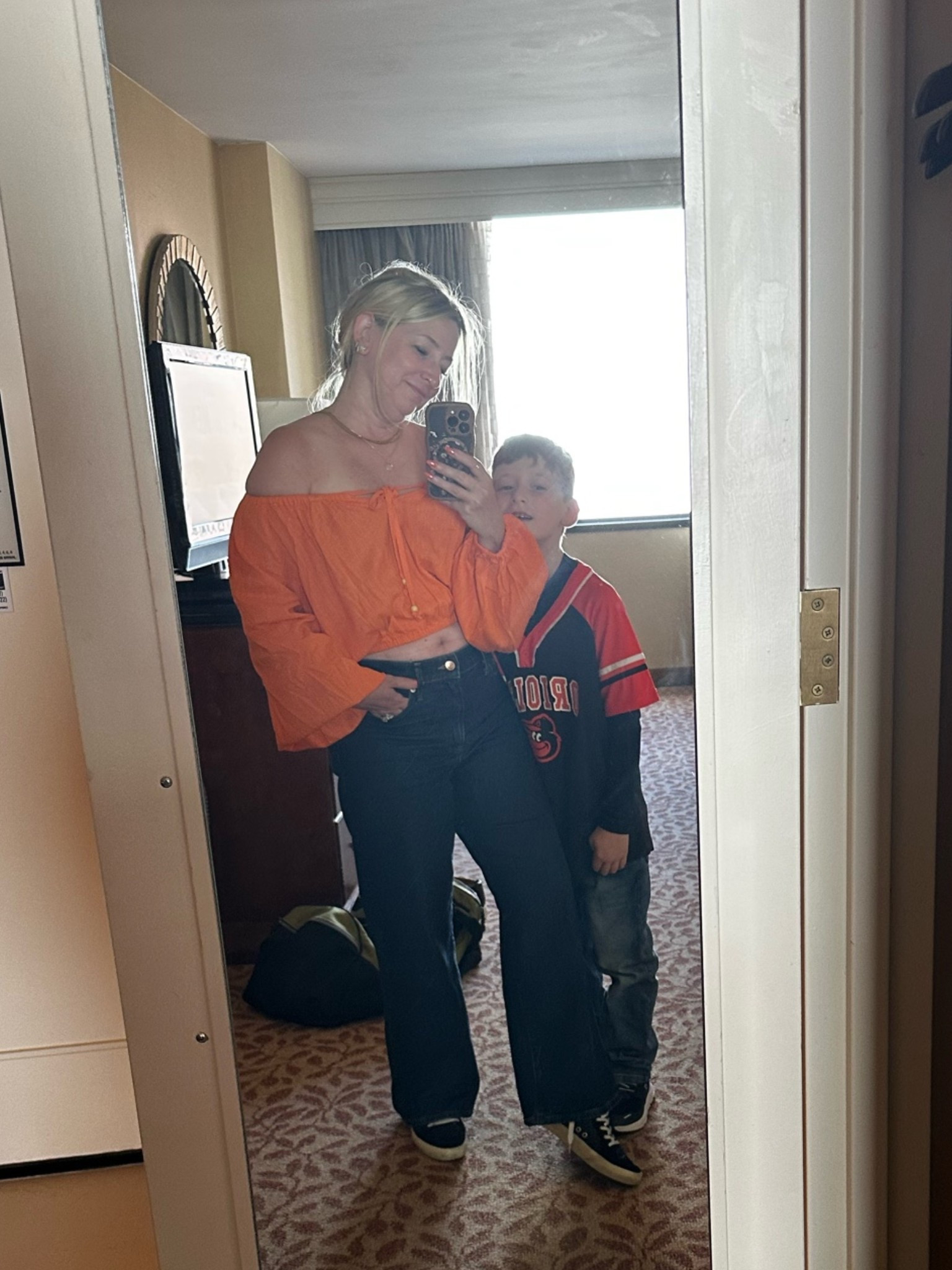 What we wore to the mlb baseball game. Let’s go Orioles!
Vici code trilbysave35

Orange cropped off the shoulder top has matching shorts to complete as a set.
High rise wide leg jeans in short length.

#LTKMothersDay #LTKootd #LTKmomlife