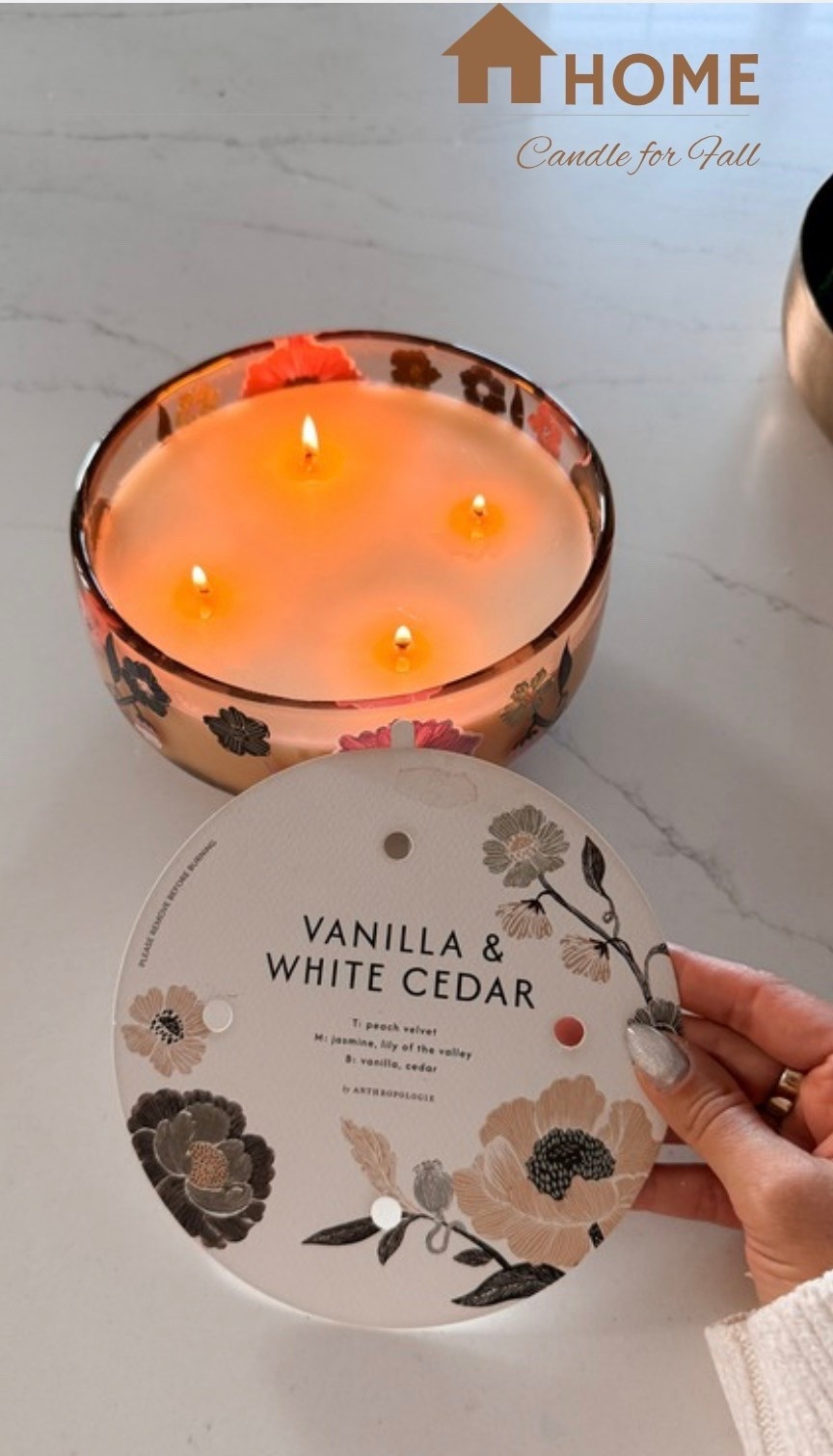This Amelie Woody Vanilla & White Cedar candle from Anthropologie is the perfect home scent for Fall. Bonus points for the beautiful vessel!

#LTKSeasonal #LTKHome #LTKselfcare