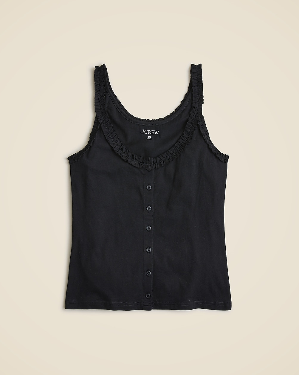 Broken-in jersey button-front tank top with ruffle trim | J. Crew US