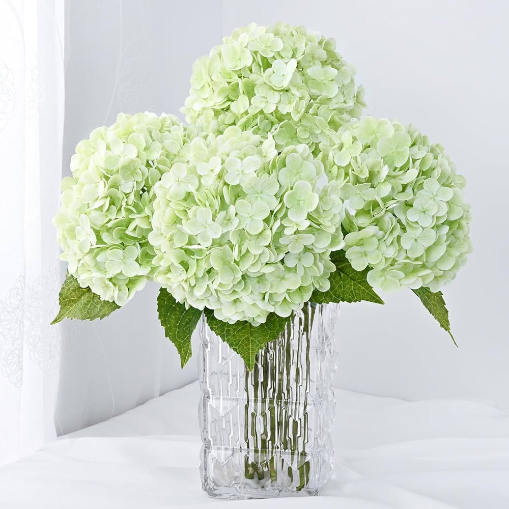 Dolicer 3 Pcs 21'' Real Touch Hydrangea Artificial Flowers, Lifelike Large Latex Faux Hydrangea F... | Amazon (US)