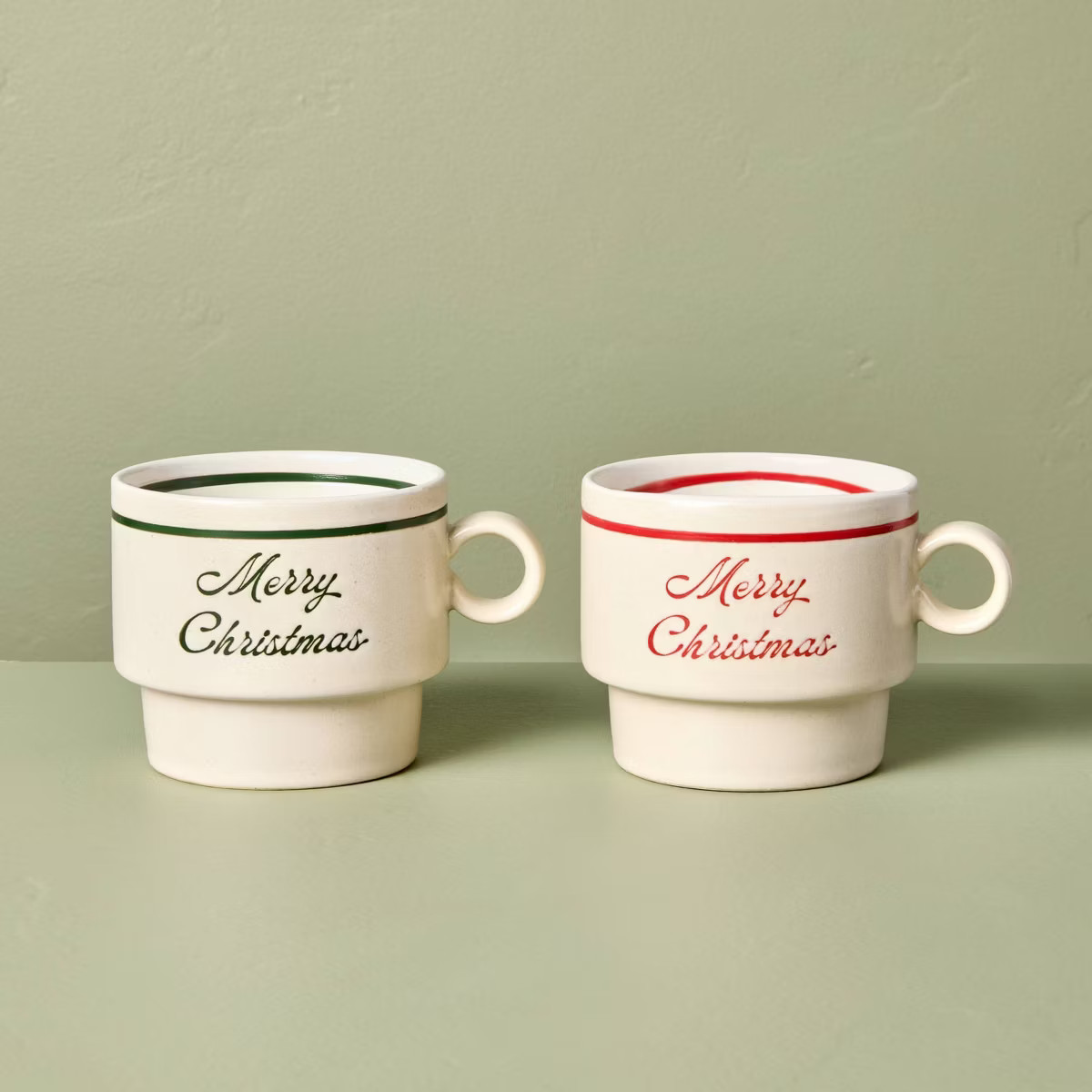 Set of 2 14.5oz 'Merry Christmas' Holiday Mug Green/Red - Hearth & Hand™ with Magnolia | Target