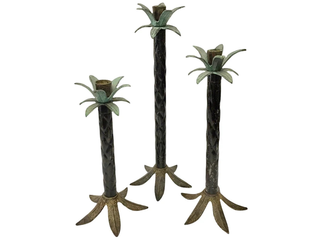 Set of 3 Palm Tree Candlestick Holders - Palm Beach Tropical Home Decor | Etsy (US)