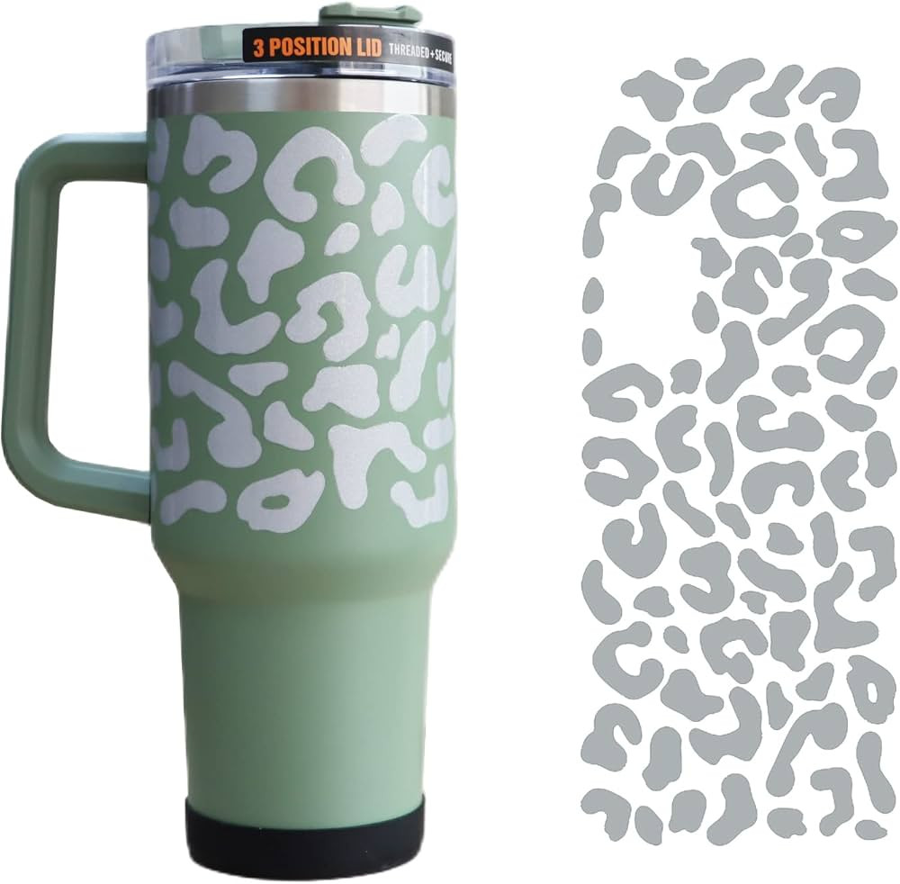 TEYOUYI 2Pcs Leopard Print Vinyl Wrap for Stanley 40 oz Tumbler Leopard Decal for Stanley 40oz Cu... | Amazon (US)