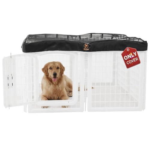 PJYuCien Dog Playpen Mesh Top Cover, Fits 24 Inch 8 Panels Regular Square Plastic Exercise Pet Pen, Adhesive Tape Connections, Black (Note: Cover Only, Fence Not Included) | Amazon (US)