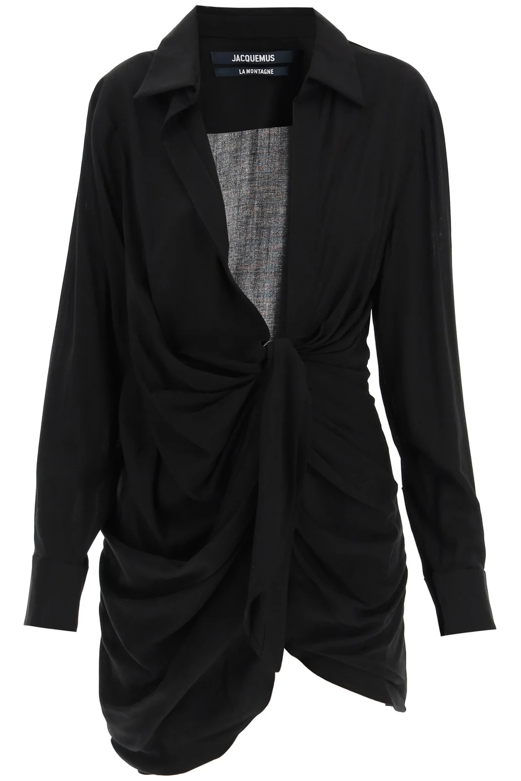 Jacquemus Bahia V-Neck Draped Mini Dress | Cettire Global