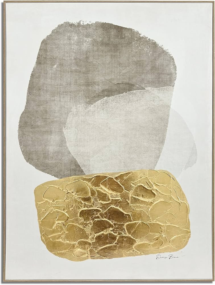 33 ART STUDIO - 30x40 Hand Painted Framed Gray & Gold Abstract Wall Art Canvas - Modern & Stylish... | Amazon (US)