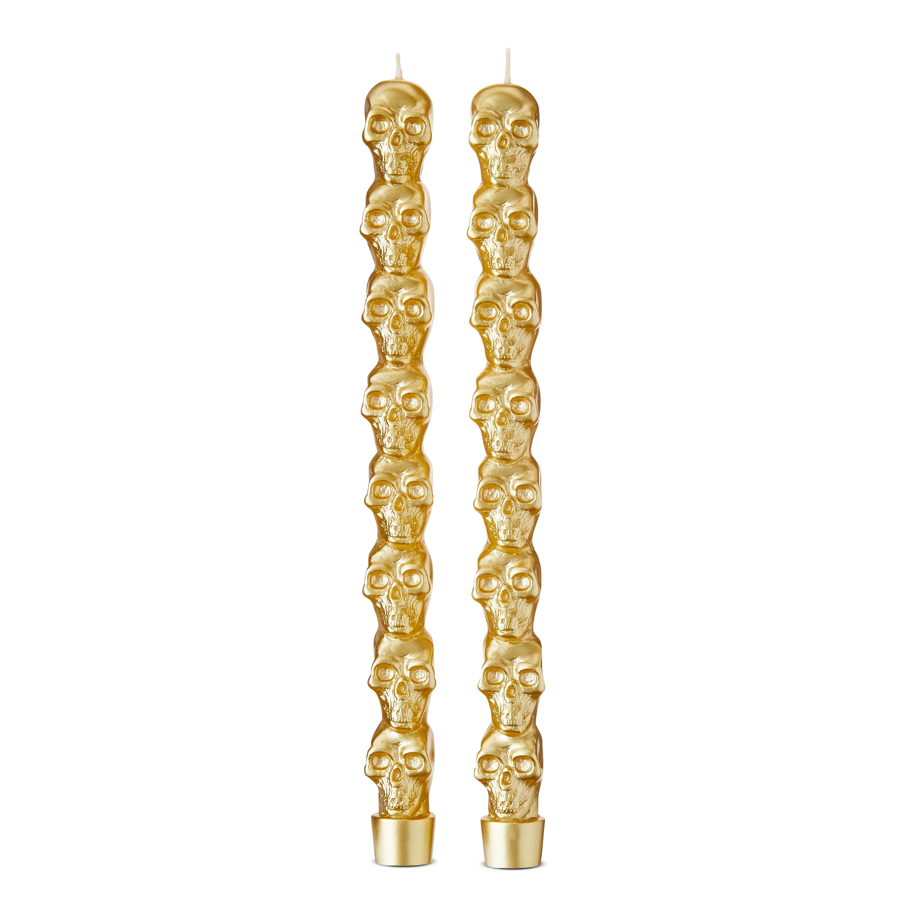 Gold Skull Taper Candles, 10", 2 Pieces, Halloween by Way To Celebrate | Walmart (US)