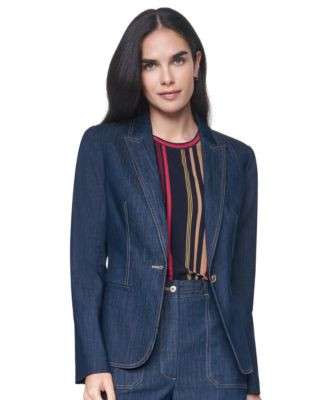 Tommy Hilfiger Women's Notch-Collar One-Button Blazer - Navy | Macy's