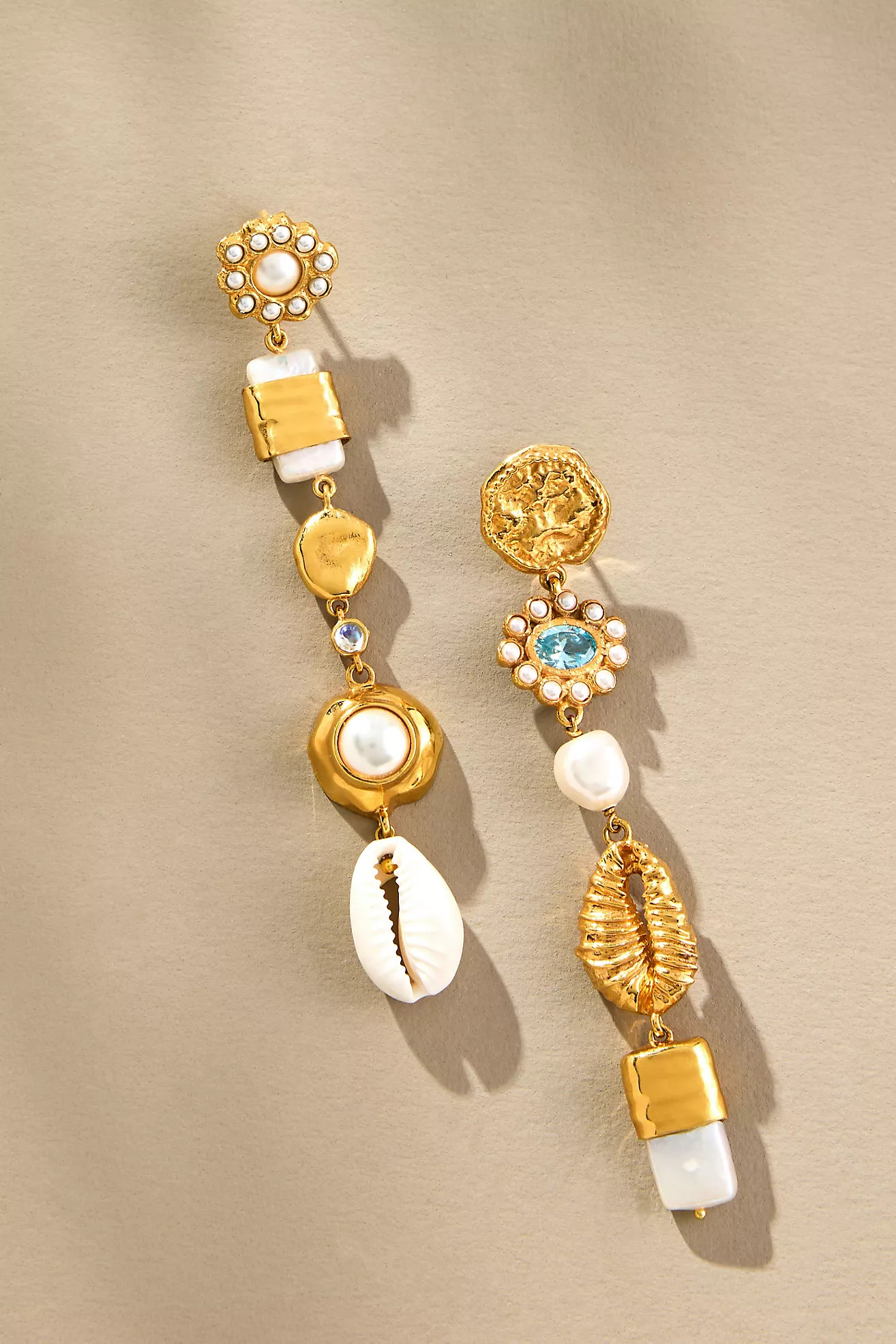 Joanna Laura Constantine Pearl Shell Mismatched Dangle Earrings | Anthropologie (US)