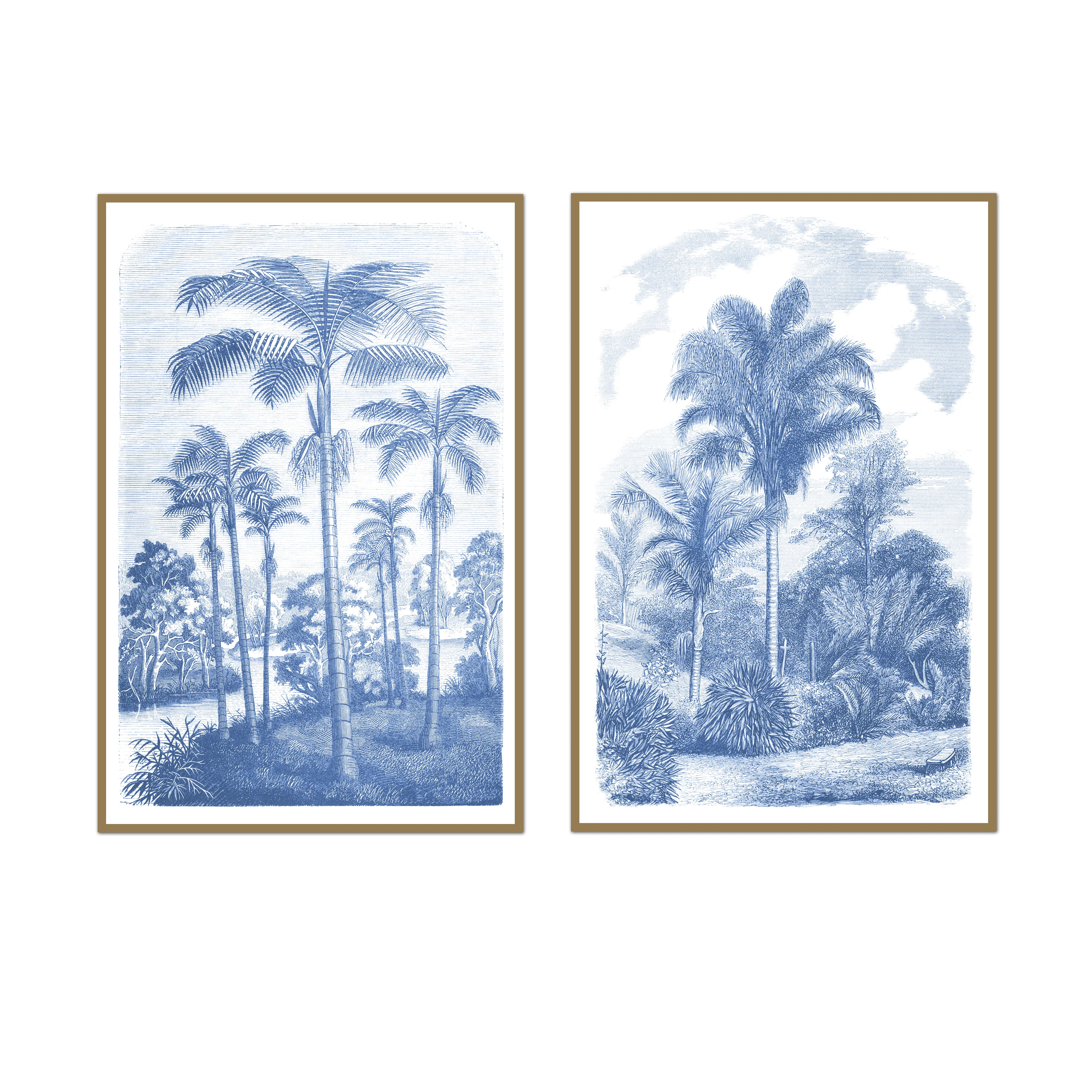 Vintage Tropical Oasis Pair | Oversized Tropic Art | Urban Garden Prints