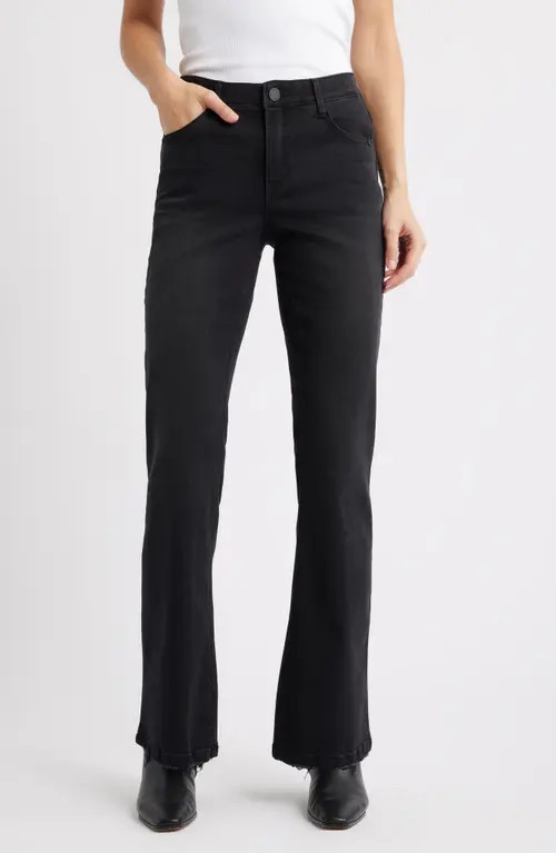 Wit & Wisdom Madison 'Ab'Solution High Waist Itty Bitty Bootcut Jeans in Washed Black at Nordstrom, Size 16P | Nordstrom
