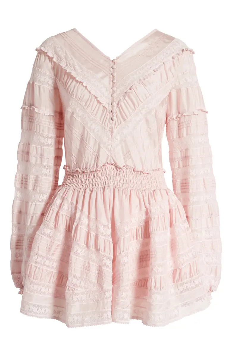 Jones Ruffle Lace Inset Long Sleeve Minidress | Nordstrom