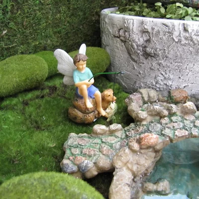 Debi Fairy Boy Fishing with Dog Fairy Garden | Wayfair North America