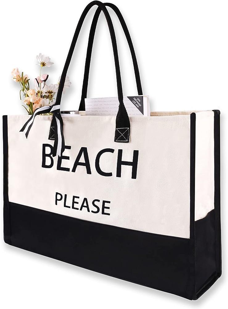 Xl Extra Large Women Beach Bag ,Multifunction Monogram Tote With Side Pockets | Amazon (US)