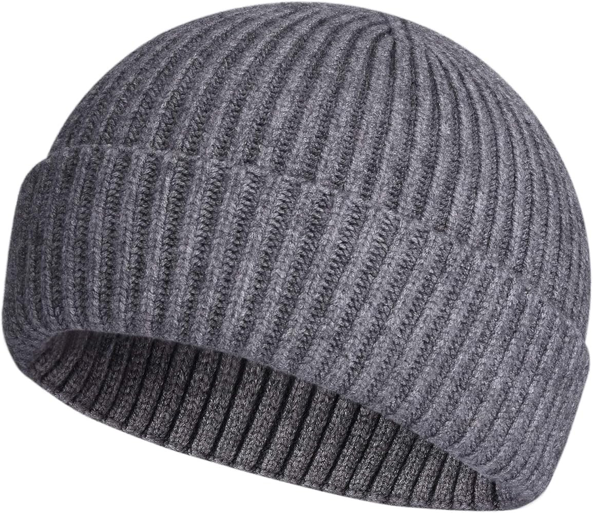ROYBENS Swag Wool Knit Cuff Short Fisherman Beanie for Men Women, Winter Warm Hats | Amazon (US)