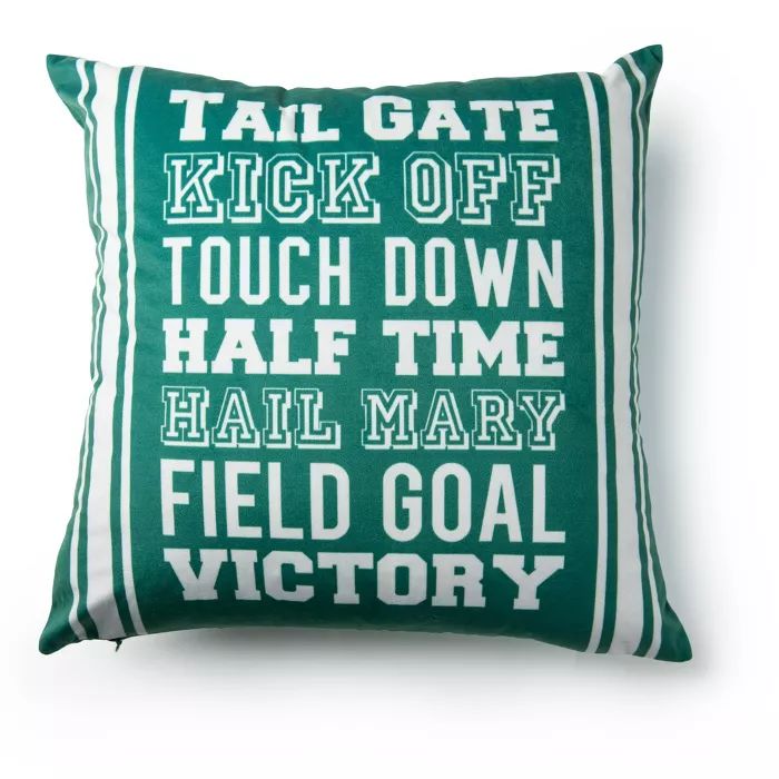18"x18" Football Words Decorative Throw Pillow Green - SureFit | Target