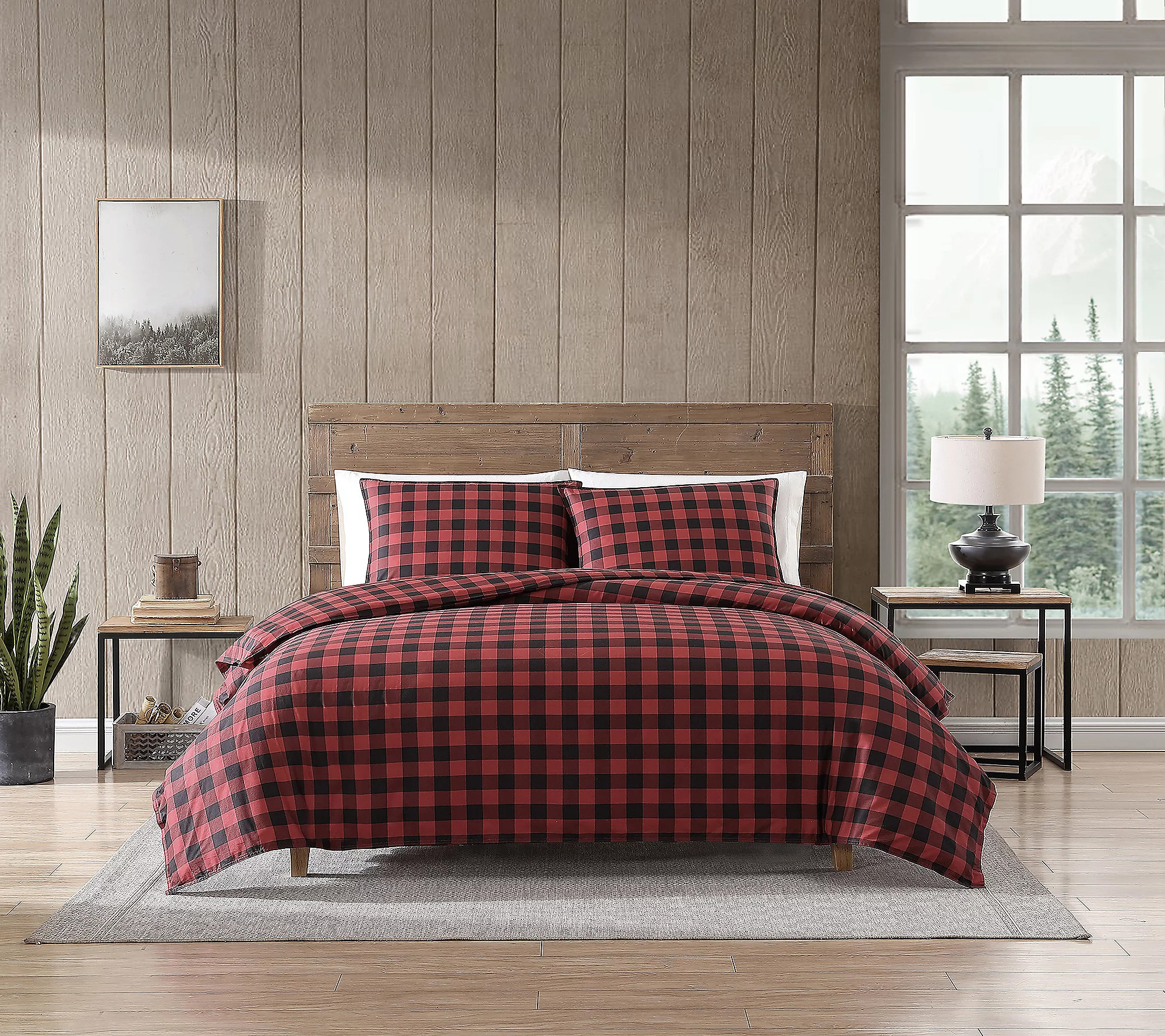 Eddie Bauer Mountain Plaid Red Twin Duvet Cover Set | QVC