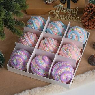 9Pcs Macarons Foam Balls Ornaments Christmas Tree Hanging Decorations Colorful Sprinkles Party Favors | SHEIN