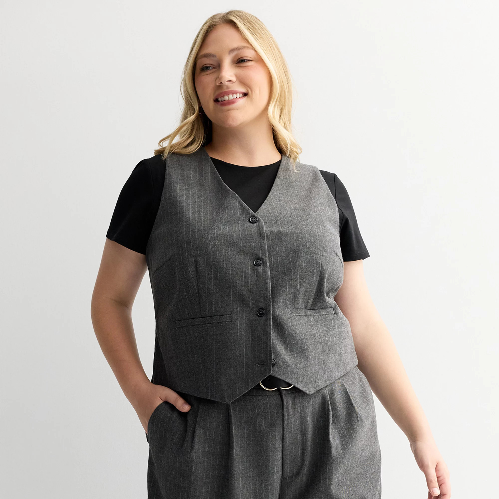 Juniors' Plus Size SO® Sleeveless Button Front Vest | Kohl's