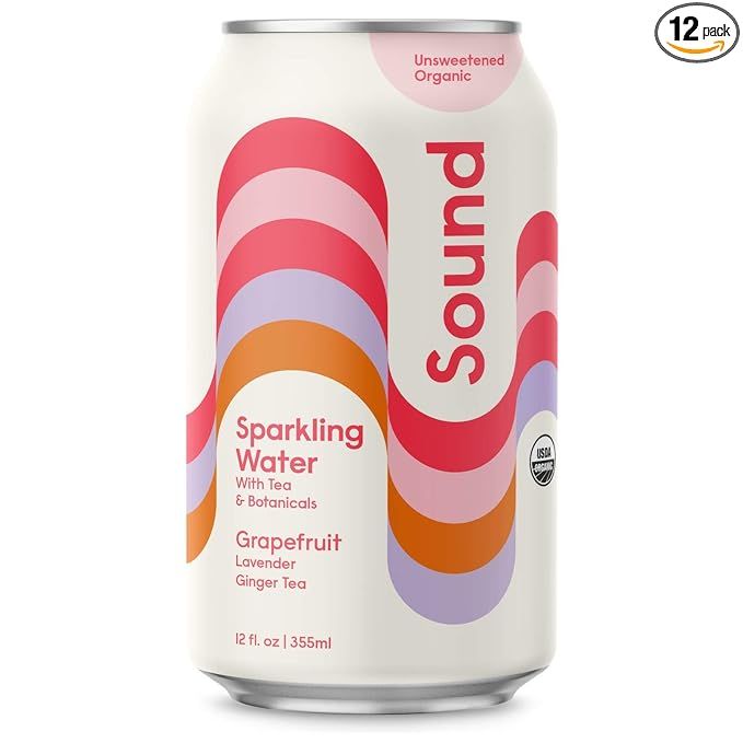 Sound Organic Sparkling Water with Tea + Botanicals, Grapefruit and Lavender Ginger Tea, Unsweete... | Amazon (US)