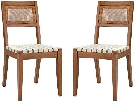 Amazon Brand – Rivet Erikson Vegan Leather Woven Dining Chair, Set of 2, 18"W, Beige | Amazon (US)
