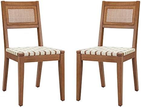 Amazon Brand – Rivet Erikson Vegan Leather Woven Dining Chair, Set of 2, 18"W, Beige | Amazon (US)