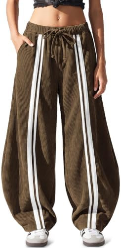 TARSE Women’s Y2K Corduroy Barrel Pants Wide Leg Baggy Casual | Amazon (US)
